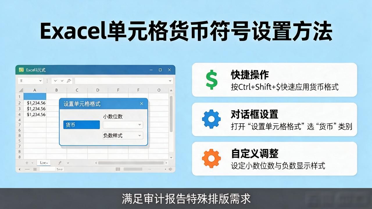 Excel设置货币格式_自定义货币符号显示_表格数字分布为货币