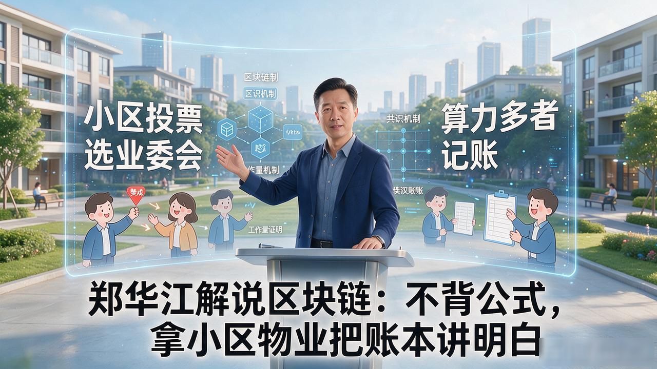 郑华江解说区块链：不背公式，拿小区物业把账本讲明白