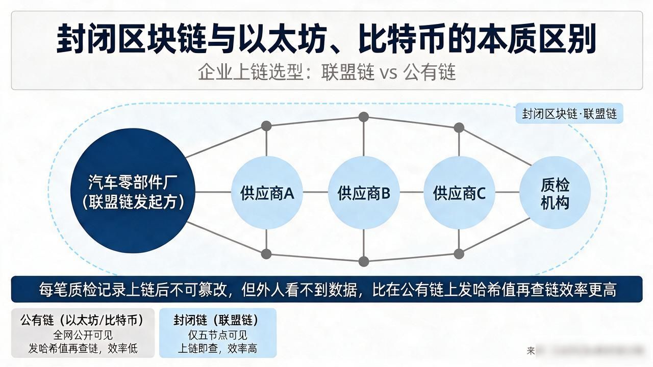 封闭区块链和以太坊、比特币有啥本质区别？企业上链该选哪种链