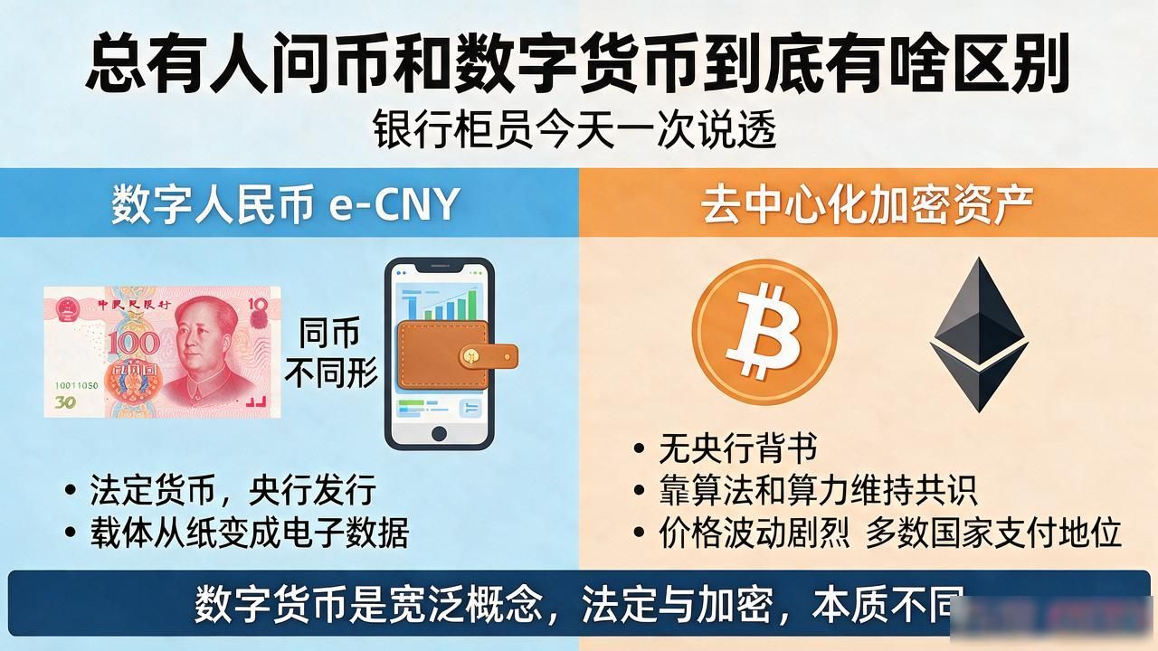 总有人问币和数字货币到底有啥区别，银行柜员今天一次说透